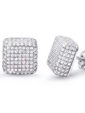 Mens‎ Sterling Silver .925 Zirconia Stud Earrings